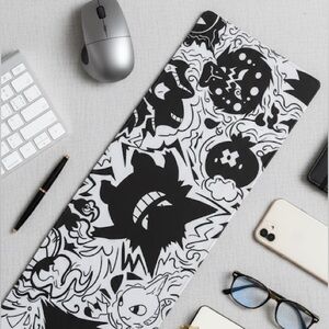 Pokemon Hunter Mouse Pad Black and White Graphic